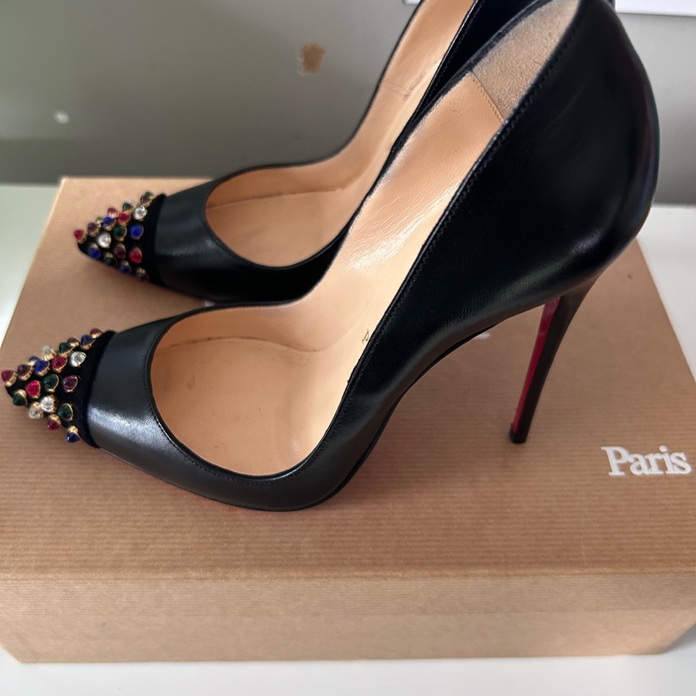 Christian Louboutin Black Studded Cabo Heels